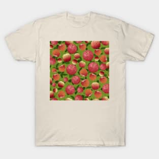 Tossed Apples on Green Fence Square T-Shirt